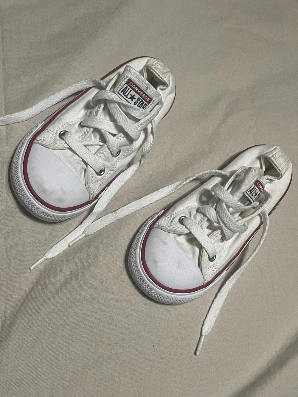 Converse White Canvas Sneakers with Red Accent